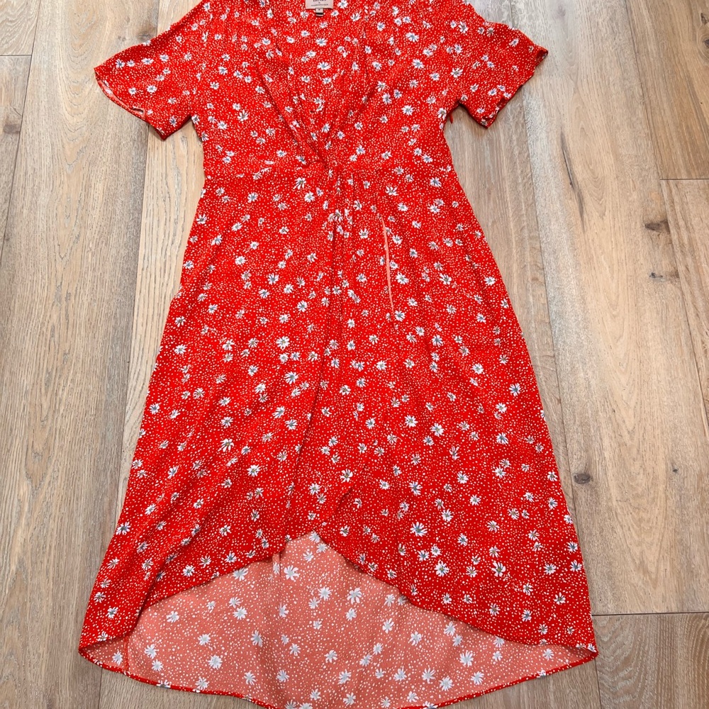 Anthropologie Red Floral Dress